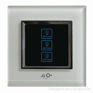 3-gang Intelligent Touch Light Switch, Suit for Z-wave/Crystal Tempered Class/LED Backlight/90~250V